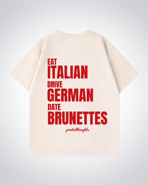 Eat, Drive, Date... Oversized Shirt - Beige Back (Designed)