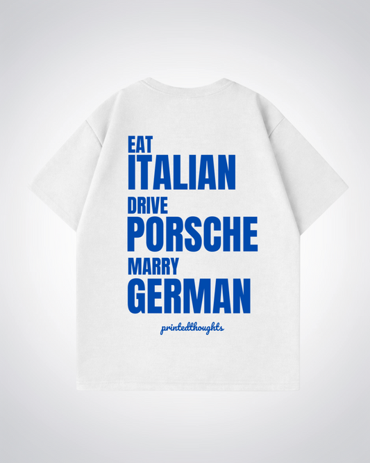 Eat, Drive, Marry... Oversized Shirt - White Back (Designed)