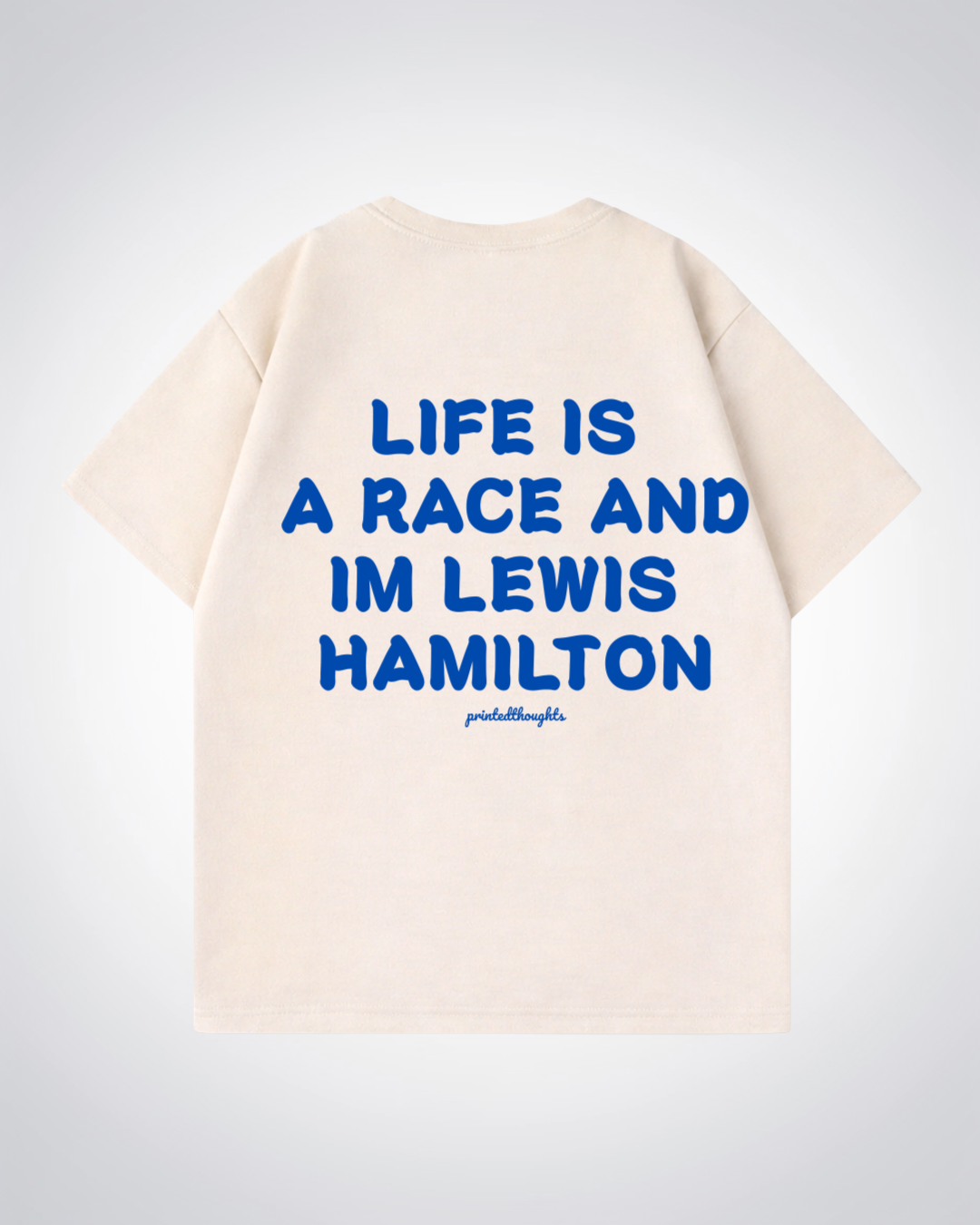 Life Is a Race Oversized Shirt - Beige Back (Designed)