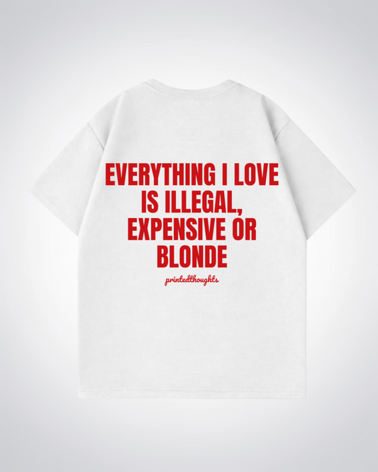 Everything I Love Oversized Shirt - White Back (Designed)