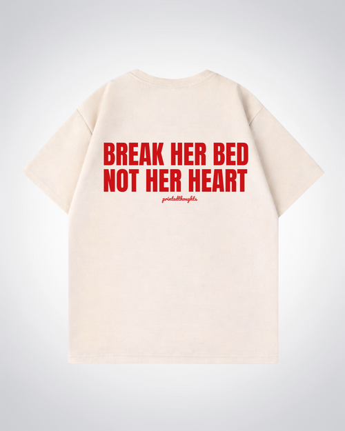 Break Her Bed  Oversized Shirt - Beige Back (Designed)